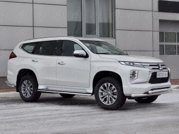 22 699 р. Защита переднего бампера (2 трубы Ø63 и 42 мм, нержавейка) SLITKOFF Mitsubishi Pajero Sport QF рестайлинг (2019-2022)  с доставкой в г. Керчь. Увеличить фотографию 3