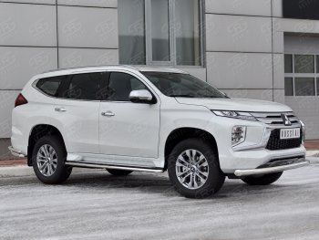 18 999 р. Защита переднего бампера (Ø76 мм, нержавейка) SLITKOFF  Mitsubishi Pajero Sport  QF (2019-2022) рестайлинг  с доставкой в г. Керчь. Увеличить фотографию 3