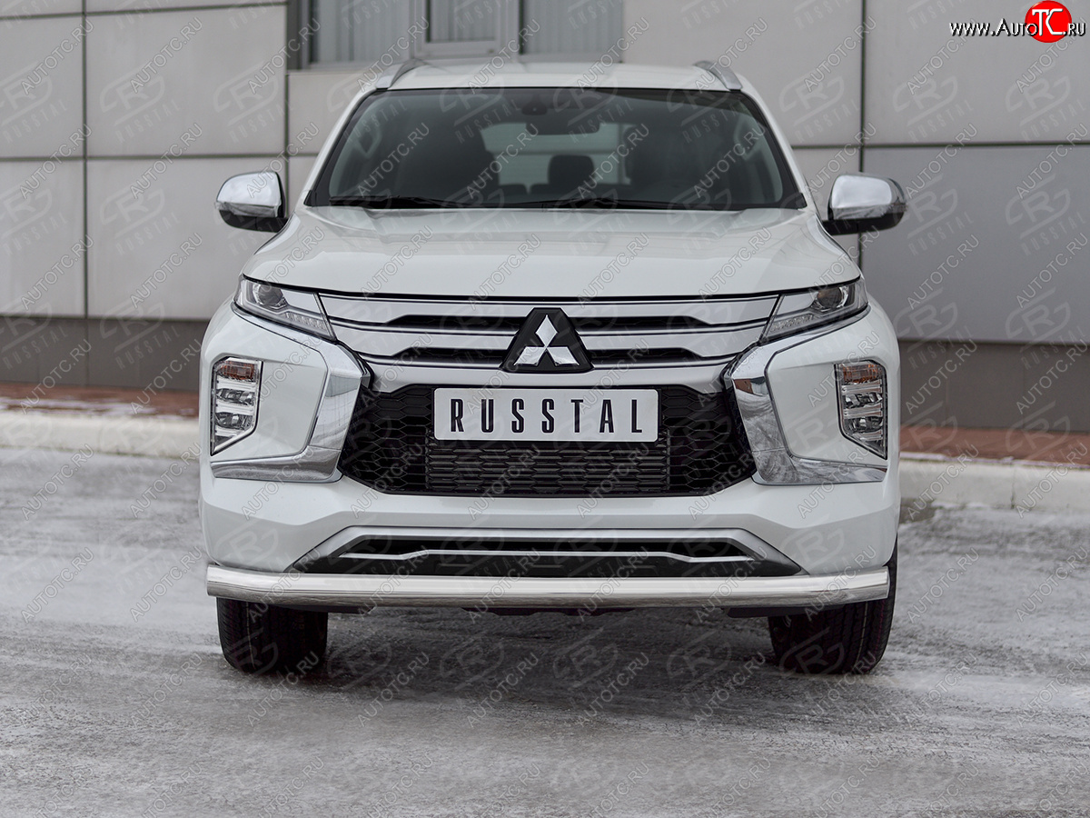 18 999 р. Защита переднего бампера (Ø76 мм, нержавейка) SLITKOFF  Mitsubishi Pajero Sport  QF (2019-2022) рестайлинг  с доставкой в г. Керчь