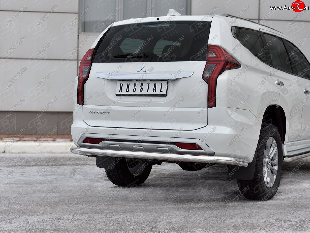 17 499 р. Защита заднего бампера SLITKOFF (Ø63 мм секции, нержавейка)  Mitsubishi Pajero Sport  QF (2019-2022) рестайлинг  с доставкой в г. Керчь