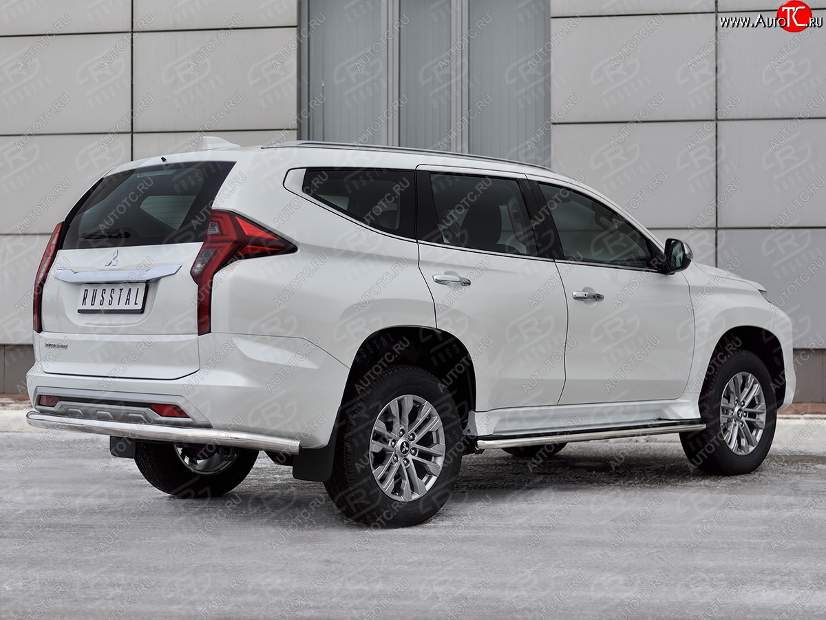13 999 р. Защита заднего бампера (Ø76 мм, нержавейка) Mitsubishi Pajero Sport QF рестайлинг (2019-2022)  с доставкой в г. Керчь