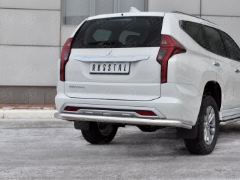 13 999 р. Защита заднего бампера (Ø76 мм, нержавейка) Mitsubishi Pajero Sport QF рестайлинг (2019-2022)  с доставкой в г. Керчь. Увеличить фотографию 2
