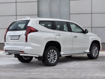 16 349 р. Защита заднего бампера (Ø63 мм уголки, нержавейка) SLITKOFF  Mitsubishi Pajero Sport  QF (2019-2022) рестайлинг  с доставкой в г. Керчь. Увеличить фотографию 2
