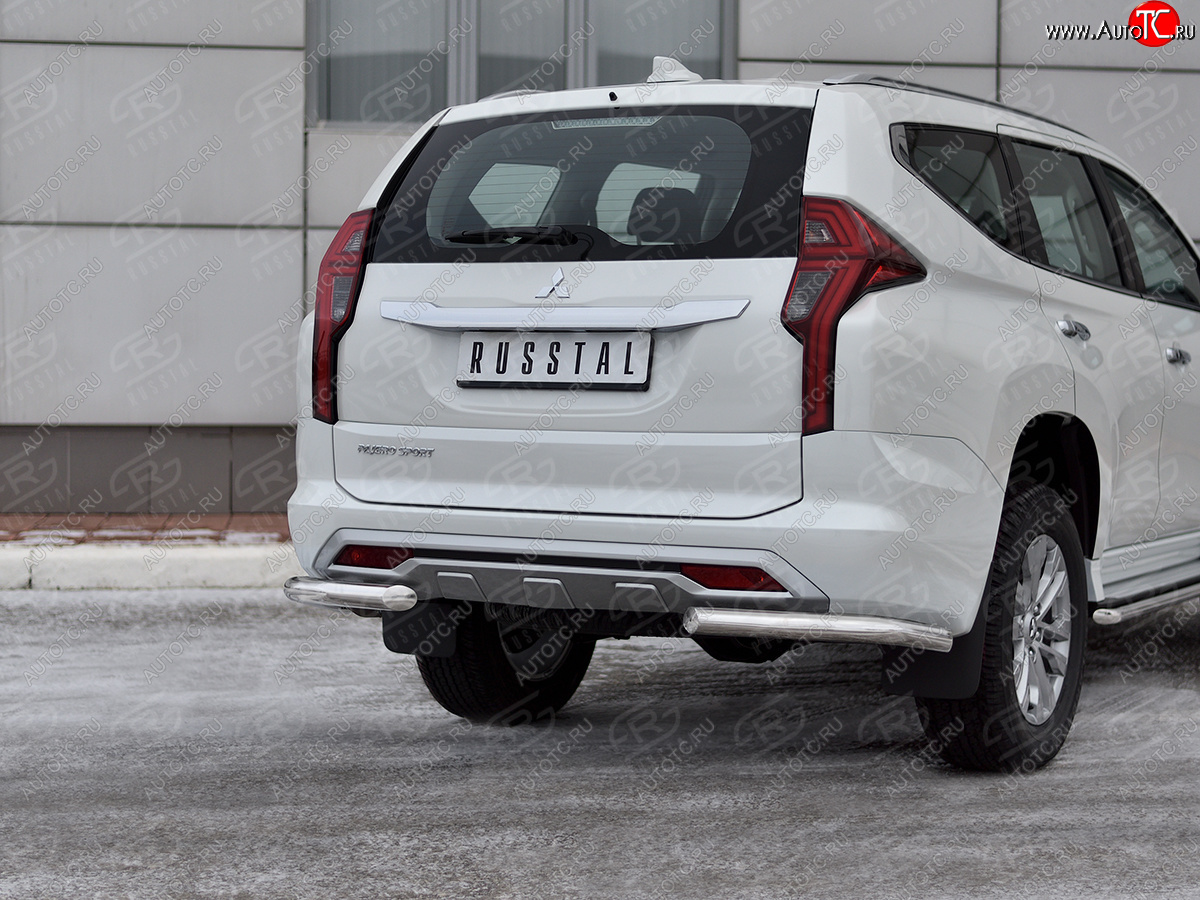 16 349 р. Защита заднего бампера (Ø63 мм уголки, нержавейка) SLITKOFF  Mitsubishi Pajero Sport  QF (2019-2022) рестайлинг  с доставкой в г. Керчь