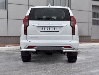 16 349 р. Защита заднего бампера (Ø63 мм уголки, нержавейка) SLITKOFF  Mitsubishi Pajero Sport  QF (2019-2022) рестайлинг  с доставкой в г. Керчь. Увеличить фотографию 4