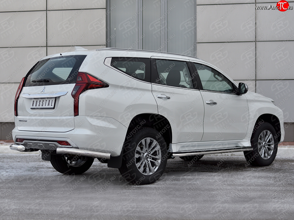 13 549 р. Защита заднего бампера (Ø76 мм уголки, нержавейка) Mitsubishi Pajero Sport QF рестайлинг (2019-2022)  с доставкой в г. Керчь