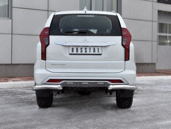 13 549 р. Защита заднего бампера (Ø76 мм уголки, нержавейка) Mitsubishi Pajero Sport QF рестайлинг (2019-2022)  с доставкой в г. Керчь. Увеличить фотографию 3