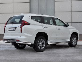 16 799 р. Защита заднего бампера (2 трубы Ø76 и 42 мм уголки, нержавейка) Mitsubishi Pajero Sport QF рестайлинг (2019-2022) (полированная нержавейка)  с доставкой в г. Керчь. Увеличить фотографию 3