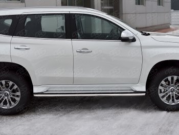 16 999 р. Защита порогов на SLITKOFF (Ø42 мм)  Mitsubishi Pajero Sport  QF (2019-2022) рестайлинг (полированная нержавейка)  с доставкой в г. Керчь. Увеличить фотографию 2