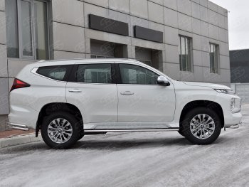 16 999 р. Защита порогов на SLITKOFF (Ø42 мм)  Mitsubishi Pajero Sport  QF (2019-2022) рестайлинг (полированная нержавейка)  с доставкой в г. Керчь. Увеличить фотографию 3