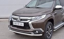 16 849 р. Защита переднего бампера (Ø63 мм, нержавейка) SLITKOFF Mitsubishi Pajero Sport QE дорестайлинг (2015-2021)  с доставкой в г. Керчь. Увеличить фотографию 3