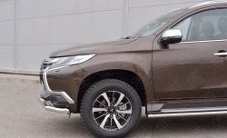 18 449 р. Защита переднего бампера (2 трубыØ63 мм, нержавейка) SLITKOFF Mitsubishi Pajero Sport QE дорестайлинг (2015-2021)  с доставкой в г. Керчь. Увеличить фотографию 4