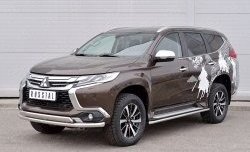 14 949 р. Защита переднего бампера (2 трубыØ63 и 75х42 мм, нержавейка) Russtal Mitsubishi Pajero Sport QE дорестайлинг (2015-2021)  с доставкой в г. Керчь. Увеличить фотографию 2