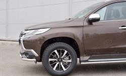 14 949 р. Защита переднего бампера (2 трубыØ63 и 75х42 мм, нержавейка) Russtal Mitsubishi Pajero Sport QE дорестайлинг (2015-2021)  с доставкой в г. Керчь. Увеличить фотографию 3