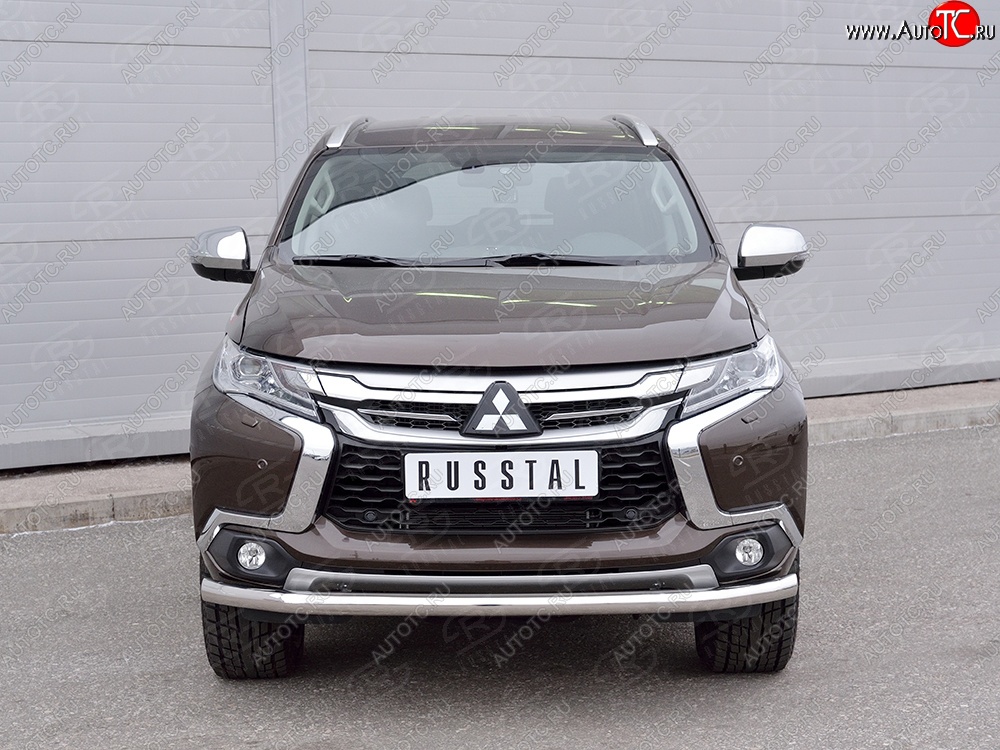 16 849 р. Защита переднего бампера (Ø63 мм, нержавейка) SLITKOFF Mitsubishi Pajero Sport QE дорестайлинг (2015-2021)  с доставкой в г. Керчь