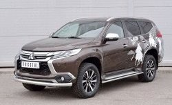 17 549 р. Защита переднего бампера (Ø76 мм, нержавейка) SLITKOFF Mitsubishi Pajero Sport QE дорестайлинг (2015-2021)  с доставкой в г. Керчь. Увеличить фотографию 2