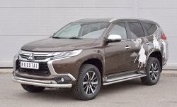 19 849 р. Защита переднего бампера (2 трубыØ76 и 42 мм, нержавейка) SLITKOFF Mitsubishi Pajero Sport QE дорестайлинг (2015-2021)  с доставкой в г. Керчь. Увеличить фотографию 2