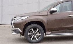 19 849 р. Защита переднего бампера (2 трубыØ76 и 42 мм, нержавейка) SLITKOFF Mitsubishi Pajero Sport QE дорестайлинг (2015-2021)  с доставкой в г. Керчь. Увеличить фотографию 4