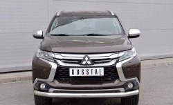 Защита переднего бампера (Ø76 мм, нержавейка) SLITKOFF Mitsubishi Pajero Sport  QE (2015-2021) дорестайлинг