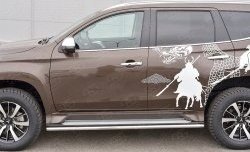 17 299 р. Защита порогов из круглой трубы диаметром 42 мм SLITKOFF Mitsubishi Pajero Sport QE дорестайлинг (2015-2021)  с доставкой в г. Керчь. Увеличить фотографию 2