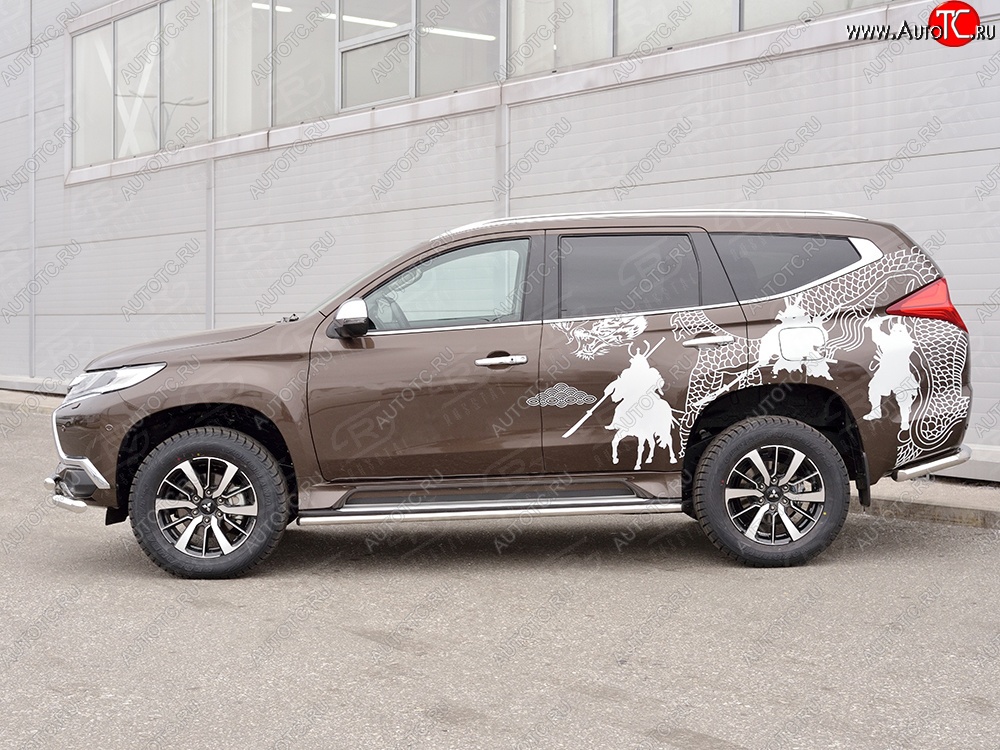 17 299 р. Защита порогов из круглой трубы диаметром 42 мм SLITKOFF Mitsubishi Pajero Sport QE дорестайлинг (2015-2021)  с доставкой в г. Керчь