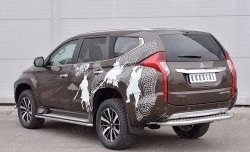 22 849 р. Защита заднего бампера (Ø63 мм, нержавейка) SLITKOFF  Mitsubishi Pajero Sport  QE (2015-2021) дорестайлинг (лист - алюминий, профиль - нержавейка)  с доставкой в г. Керчь. Увеличить фотографию 2