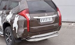 22 849 р. Защита заднего бампера (Ø63 мм, нержавейка) SLITKOFF  Mitsubishi Pajero Sport  QE (2015-2021) дорестайлинг (лист - алюминий, профиль - нержавейка)  с доставкой в г. Керчь. Увеличить фотографию 3