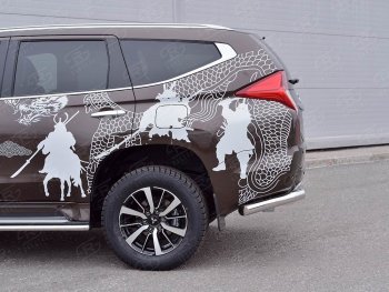 24 999 р. Защита заднего бампера (Ø63 мм, нержавейка) SLITKOFF  Mitsubishi Pajero Sport  QE (2015-2021) дорестайлинг (лист - нержавейка, профиль - нержавейка)  с доставкой в г. Керчь. Увеличить фотографию 2