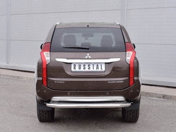 24 999 р. Защита заднего бампера (Ø63 мм, нержавейка) SLITKOFF  Mitsubishi Pajero Sport  QE (2015-2021) дорестайлинг (лист - нержавейка, профиль - нержавейка)  с доставкой в г. Керчь. Увеличить фотографию 3