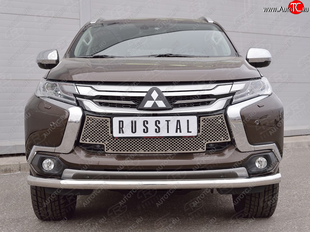 4 299 р. Сетка нижнего воздухозаборника (нержавеющая сталь) Russtal Mitsubishi Pajero Sport QE дорестайлинг (2015-2021)  с доставкой в г. Керчь