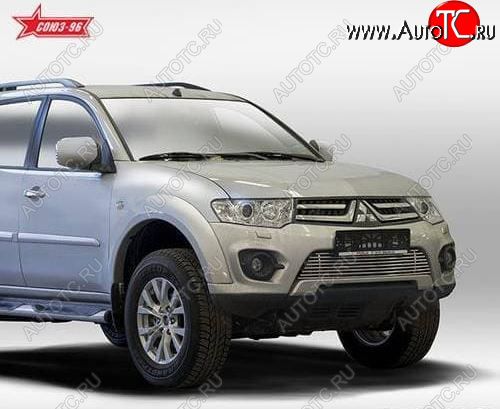 2 699 р. Декоративный элемент воздухозаборника Souz96 нержавеющая сталь Mitsubishi Pajero Sport QE дорестайлинг (2015-2021) (Черн загл. d10)  с доставкой в г. Керчь