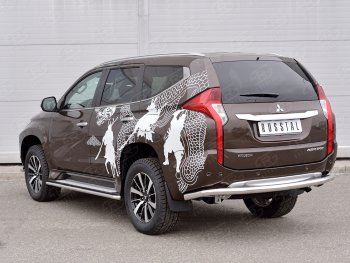 9 999 р. Защита заднего бампера (Ø63 мм, нержавейка) SLITKOFF  Mitsubishi Pajero Sport  QE (2015-2021) дорестайлинг  с доставкой в г. Керчь. Увеличить фотографию 3