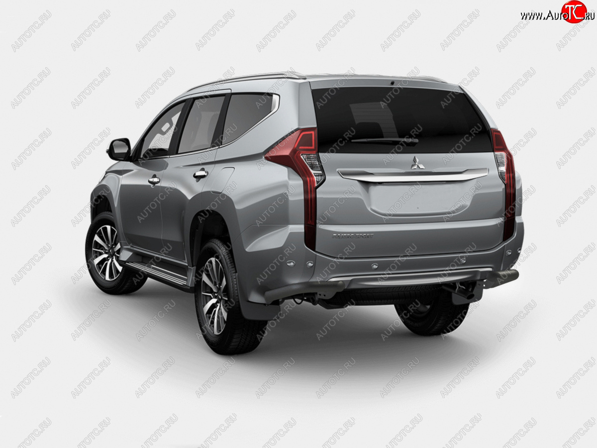 8 799 р. Защита заднего бампера (Ø57 мм уголки) SLITKOFF  Mitsubishi Pajero Sport  QE (2015-2021) дорестайлинг (нержавейка с полимерным покрытием, черный)  с доставкой в г. Керчь