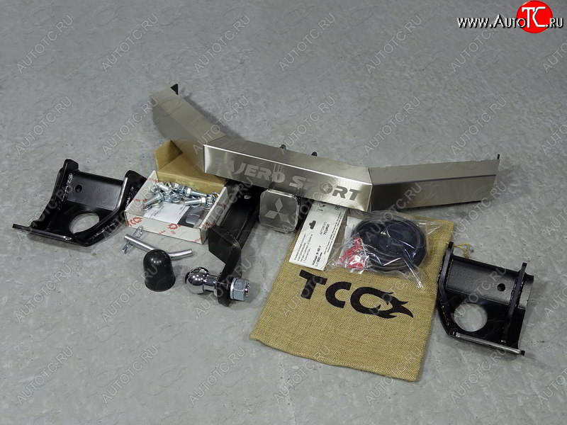 20 849 р. Фаркоп (тягово-сцепное устройство) TCC (надпись Pajero Sport)  Mitsubishi Pajero Sport  QE (2015-2021) дорестайлинг (Оцинкованный, шар E - нержавейка)  с доставкой в г. Керчь