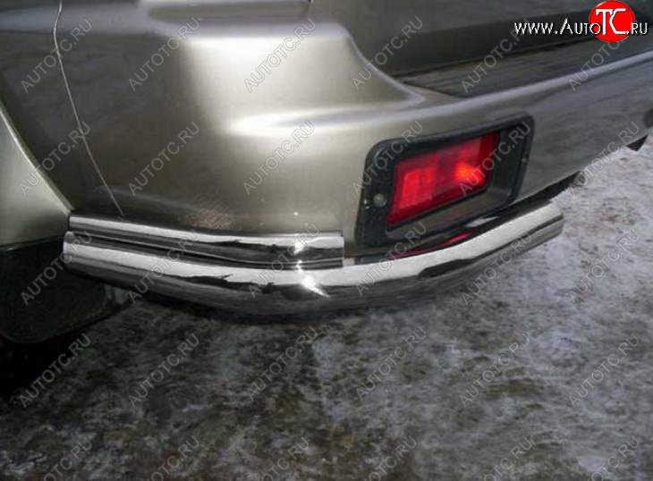 6 899 р. Защита заднего бампера Slitkoff (Ø 57+Ø42, уголки)  Mitsubishi Pajero Sport  PA (1996-2008) дорестайлинг, рестайлинг (Сталь с полимерным покрытием. Цвет: серебристый)  с доставкой в г. Керчь