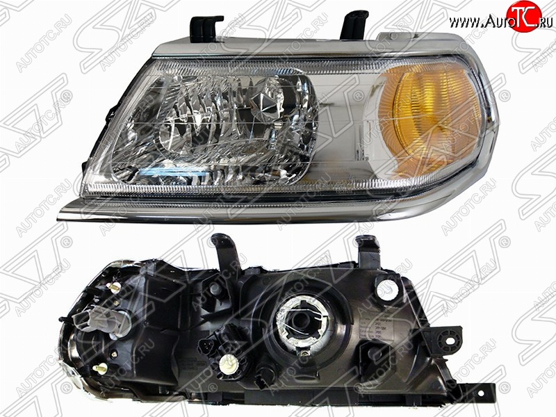 10 599 р. Левая фара SAT (хром, Евросвет)  Mitsubishi Pajero Sport  PA (1996-2008) дорестайлинг, рестайлинг  с доставкой в г. Керчь
