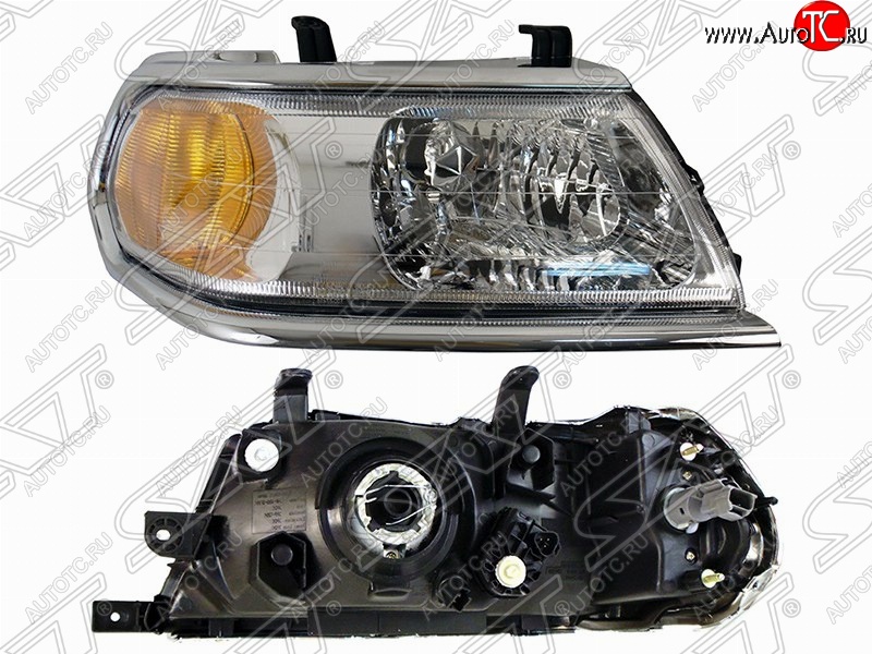 10 599 р. Правая фара SAT (хром)  Mitsubishi Pajero Sport  PA (1996-2008) дорестайлинг, рестайлинг  с доставкой в г. Керчь