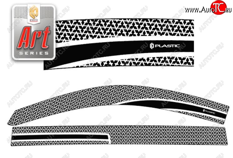 2 299 р. Дефлектора окон CA-Plastic  Mitsubishi Pajero Sport  PB (2008-2017) дорестайлинг, рестайлинг (Серия Art белая, Без хром.молдинга, Крепление только на скотч)  с доставкой в г. Керчь