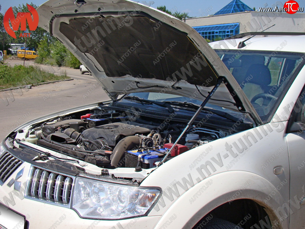 2 969 р. Упор капота MV-Tuning (одинарный) Mitsubishi Pajero Sport PB дорестайлинг (2008-2013)  с доставкой в г. Керчь