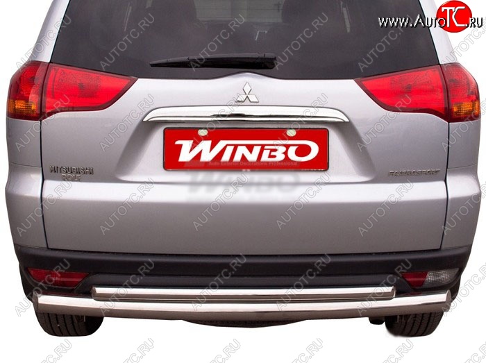 11 549 р. Защита заднего бампера WINBO (Ø76 и 42 мм, нержавейка)  Mitsubishi Pajero Sport  PB (2008-2013) дорестайлинг  с доставкой в г. Керчь