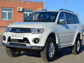 24 649 р. Пороги SLITKOFF d42 с листом Mitsubishi Pajero Sport PB дорестайлинг (2008-2013) (лист алюминий, труба нержавейка)  с доставкой в г. Керчь. Увеличить фотографию 4
