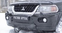 Зимняя заглушка решетки переднего бампера РА Mitsubishi Pajero Sport  PA (1996-2004) дорестайлинг