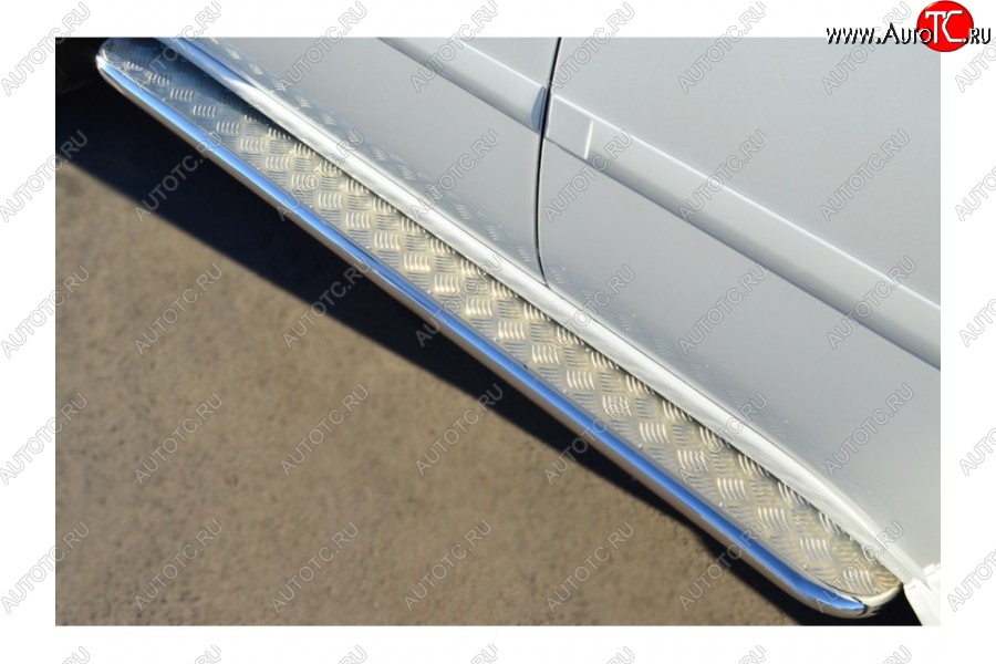 35 549 р. Пороги труба d42 с листом (Лист нерж,проф.нерж)(Вариант2) SLITKOFF Mitsubishi Pajero Sport PB дорестайлинг (2008-2013)  с доставкой в г. Керчь