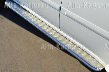 Пороги труба d63 с листом (Лист алюм,проф.сталь)(Вариант2) SLITKOFF Mitsubishi Pajero Sport PB дорестайлинг (2008-2013)