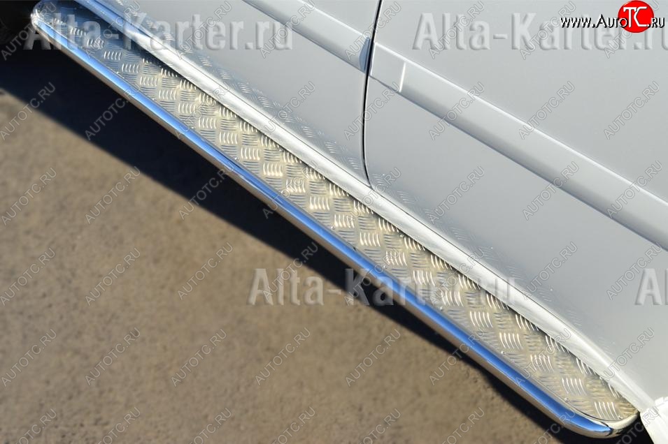 30 799 р. Пороги труба d63 с листом (Лист алюм,проф.сталь)(Вариант2) SLITKOFF  Mitsubishi Pajero Sport  PB (2008-2013) дорестайлинг  с доставкой в г. Керчь
