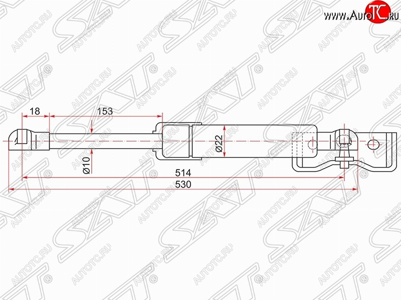 729 р. Газовый упор крышки багажника SAT Mitsubishi Pajero Sport PB дорестайлинг (2008-2013)  с доставкой в г. Керчь