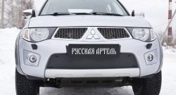 1 199 р. Зимняя заглушка решетки переднего бампера РА  Mitsubishi Pajero Sport  PB (2008-2013) дорестайлинг  с доставкой в г. Керчь. Увеличить фотографию 2