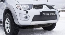 1 199 р. Зимняя заглушка решетки переднего бампера РА  Mitsubishi Pajero Sport  PB (2008-2013) дорестайлинг  с доставкой в г. Керчь. Увеличить фотографию 3