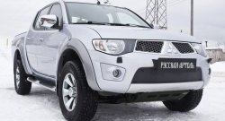 Зимняя заглушка решетки переднего бампера РА Mitsubishi Pajero Sport  PB (2008-2013) дорестайлинг