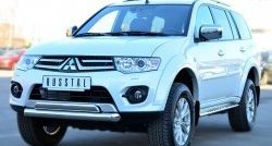 15 849 р. Защита переднего бампера (2 трубыØ76 и 75х42 мм, нержавейка) Russtal Mitsubishi Pajero Sport PB рестайлинг (2013-2017)  с доставкой в г. Керчь. Увеличить фотографию 3
